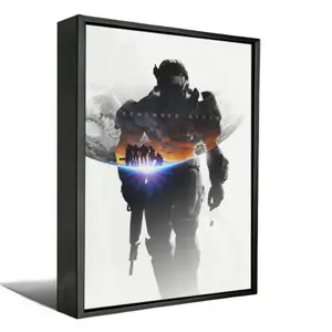 Sci-Fi Gaming Canvas Wall Art, Space Super Soldier Gamer Room Decor, Framed Gaming Poster Prints for Boys Man Cave, Video Game Fans Cool Gift