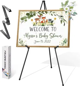 Easel Stand for Wedding Signs, Posters, Canvas - Foldable & Portable 63" Adjustable Metal