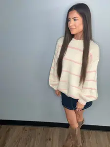 Striped Pink And Cream Sweater