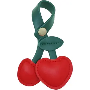 Household daily necessities Red Heart Cherry Keychain for Women Pink Leather Cherry Cute Key Chain
