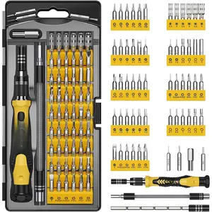 Small  Set, 61 in 1 Precision  Set with 57 Bits, Mini  Repair Tools with Extension Rod for Mobile Phone,  Console, Tablet, Yellow