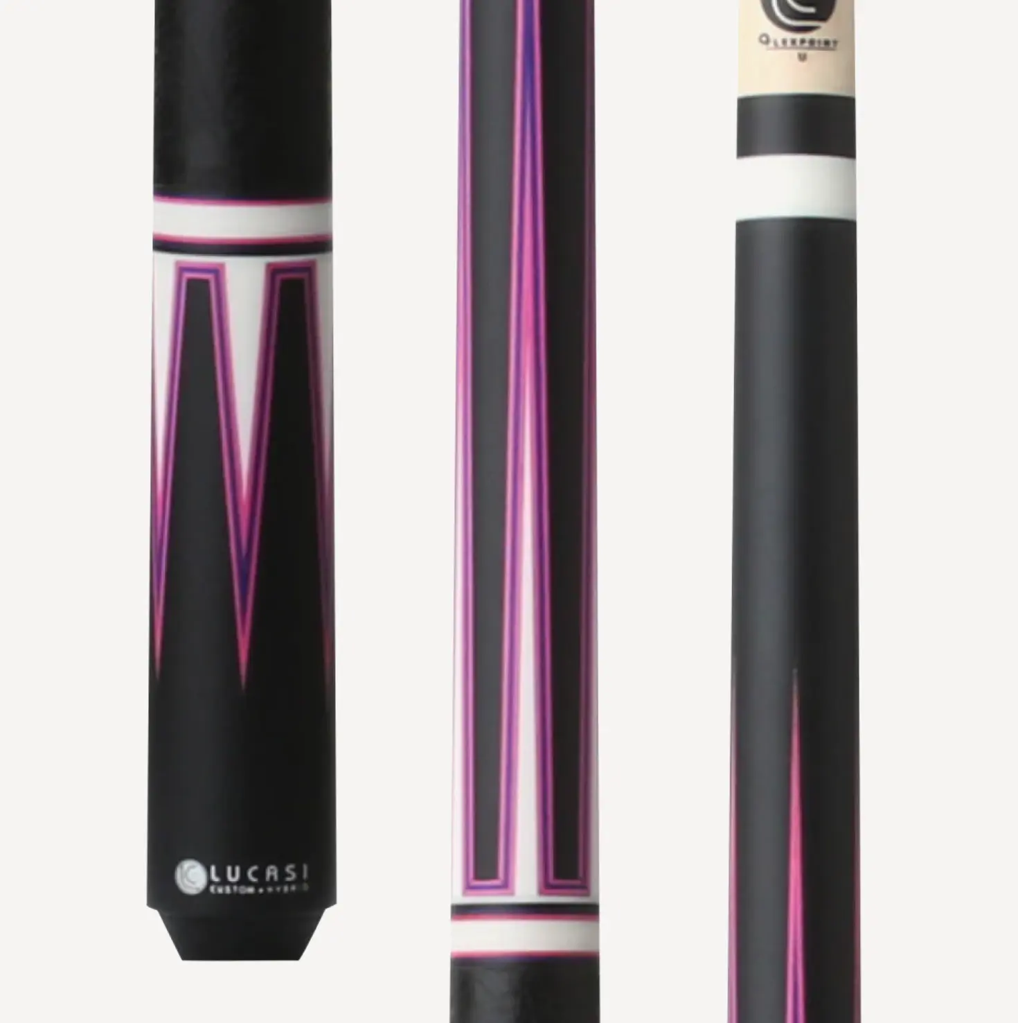 McDermott Cues Veneer Point Billiard Cue Stick, Crafted with a Matte Finish, Magenta Accents, and a Genuine Textured Wrap, Genuine Leather, Magenta And Purple Veneer Points, Matte Black Finish