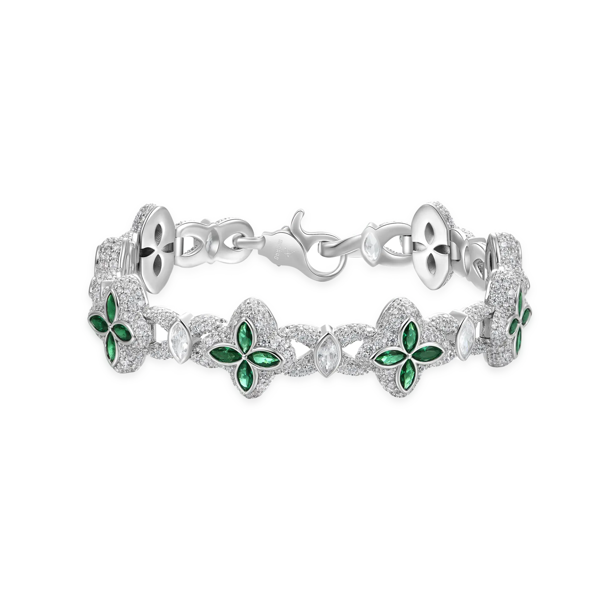 APORRO Iced Luminous Clover Bracelet | 18K White Gold Plating - Perfect Gift