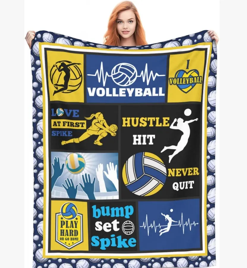 Volleyball Throw Blanket Cozy Fleece Flannel Plush Bedding Volleyball Gifts for Teen Girls Teen Team Players Women Lover Coach Adult Stuff Plush for Couch Sofa Bed Decor 50"X40"