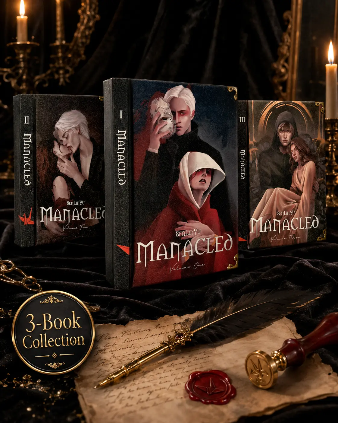 Manacled Hardcover Book Set, Volume One Two Three, Gothic Fantasy Collector Edition