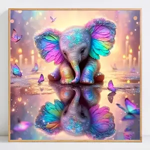 Elephant Pattern DIY Diamond Arts Colorful Painting Kit without Frame, DIY 5D Diamond Arts Colorful Painting for Bedroom Home Wall Decor, Diamond Painting Kits