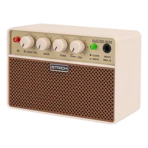 STRICH 10W Mini Bass Amp - Portable, Rechargeable Bass Guitar Practice Amplifier with Clean & Drive Channels Volume