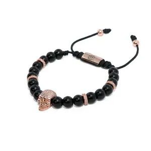 Black Onyx X Rose Gold Skull Bracelet