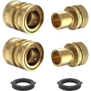 Heavy Duty 3/4 Garden Hose Quick Connect Fittings, Water Lock Splitter, Sink Spigot Connectors, No Leak Connection, 2 Adapters Included