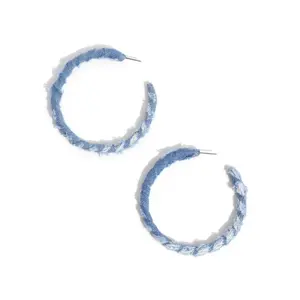Paparazzi Denim Hoops - Simple Denim Design Earrings as Shown in Eight Dollar Accessories Collection