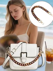 Amber Leopard Print Bag Chain Charm, Stylish Animal Pattern Handbag Accessory, Trendy Design, Vintage Chic Style. Adjustable Metal Buckle, Suitable For Underarm Bags For Commuting Or Dates.