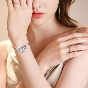 Silver Women Bracelets - Adjustable Charm Bracelets for Women Birthday Gifts Favors Titanium Steel Bracelet Bundle Jewelry Kit