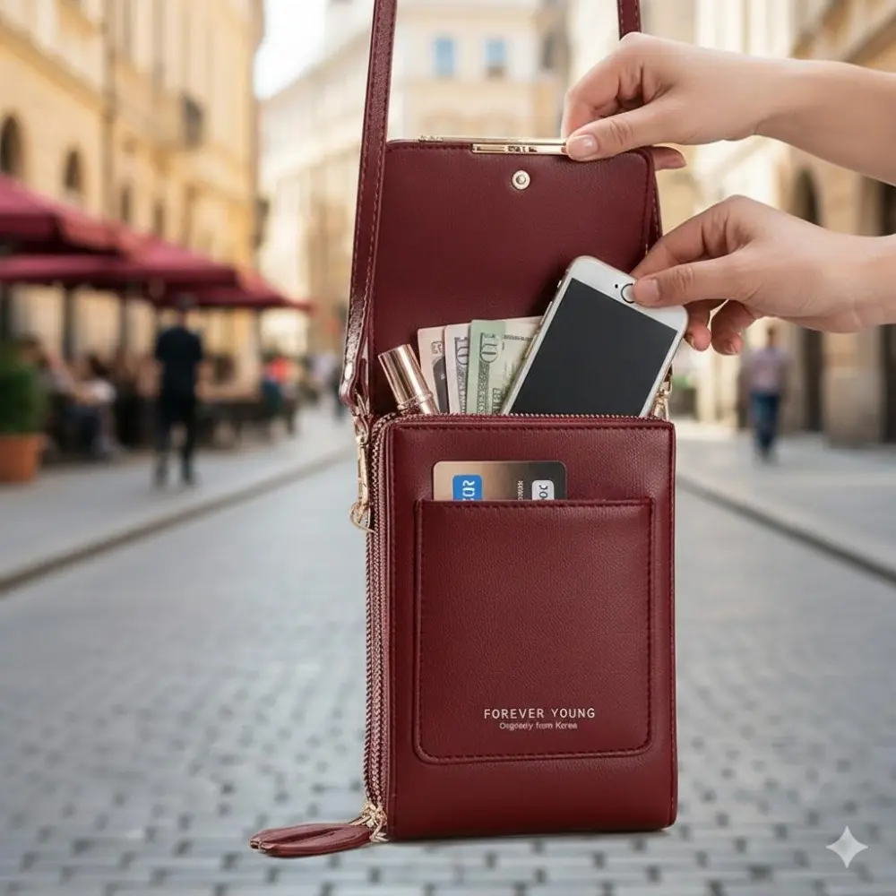 Multifunctional Crossbody Bag for Women: Touchscreen-Friendly, Water-Resistant, Dual-Layer Commuter Purse with Quick-Access Card Slot, Separate ID Compartment, Magnetic Closure & Durable Corners. Ideal for Business Travel & Daily Use.