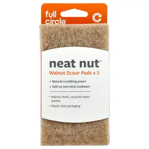 Full Circle Neat Nut™, Walnut Scour Pads, 3 Pack