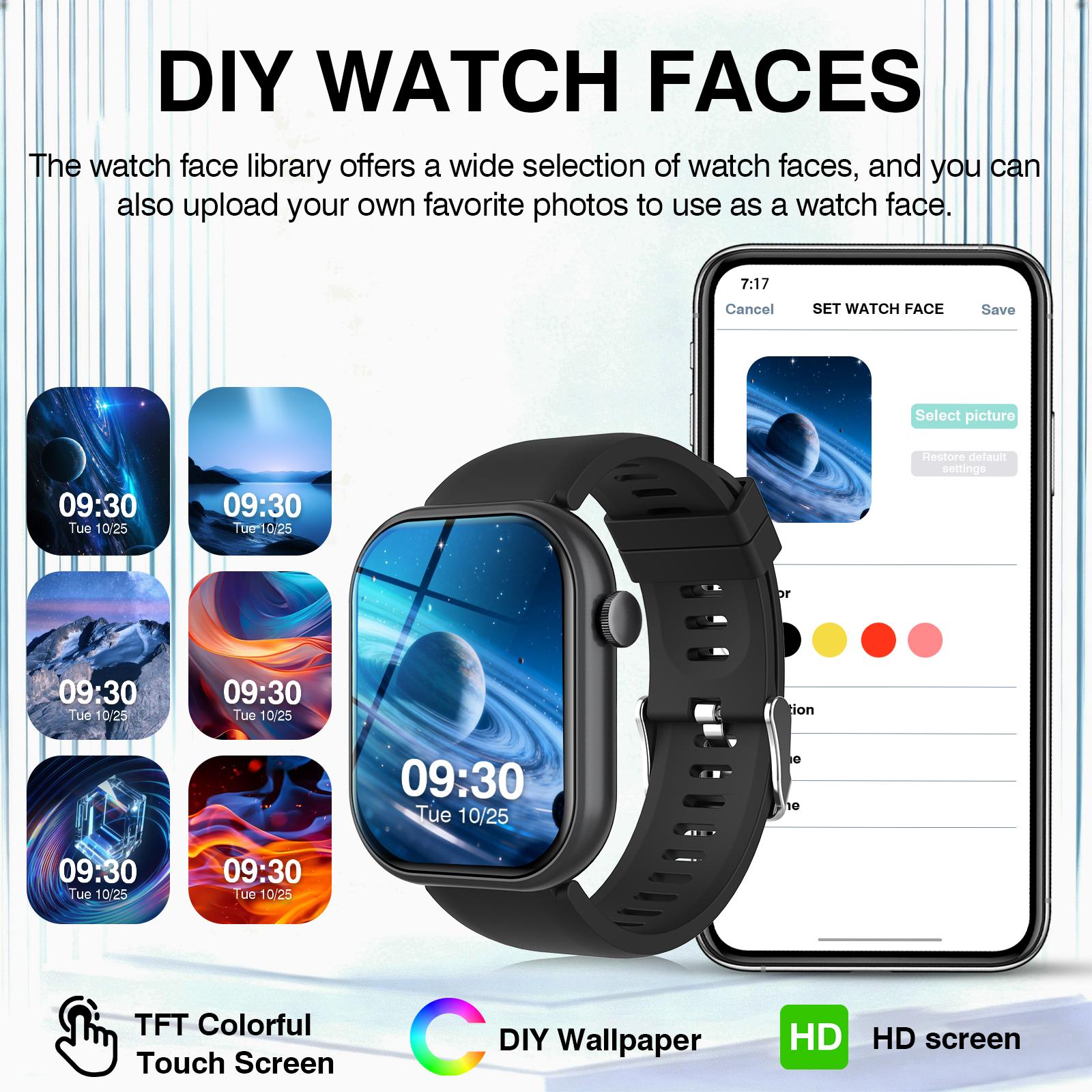 Wireless Smart Watch - Wearable Devices with Voice Call, Music Control, Camera Control, Multiple Watch Faces, Real-Time Activity Tracking Fitness Mode campingessentials Wireless Smart Watch - Wearable Devices with Voice Call, Music Control, Camera Control, Multiple Watch Faces, Real-Time Activity Tracking Fitness Mode campingessentials