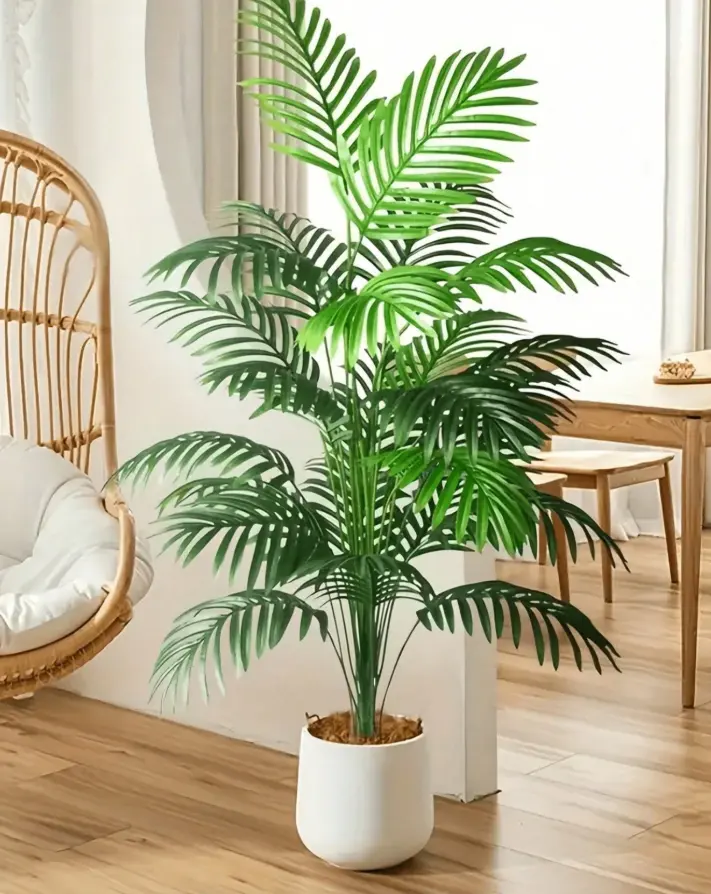 Artificial Palm Plant | Long Stem Faux Palm with Large Green Leaves | Indoor & Outdoor Decorative Plant for Home, Wedding, Hotel, Garden, Party & Seasonal Decor Pot not included