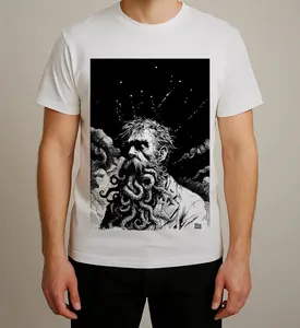 [ New Collection For Men ] [ 100% Cotton ] Lovecraft cthulhu t shirt black white screen print minimaki, Funny TShirt for Men Women, Gift For Men, For Dad, Menswears