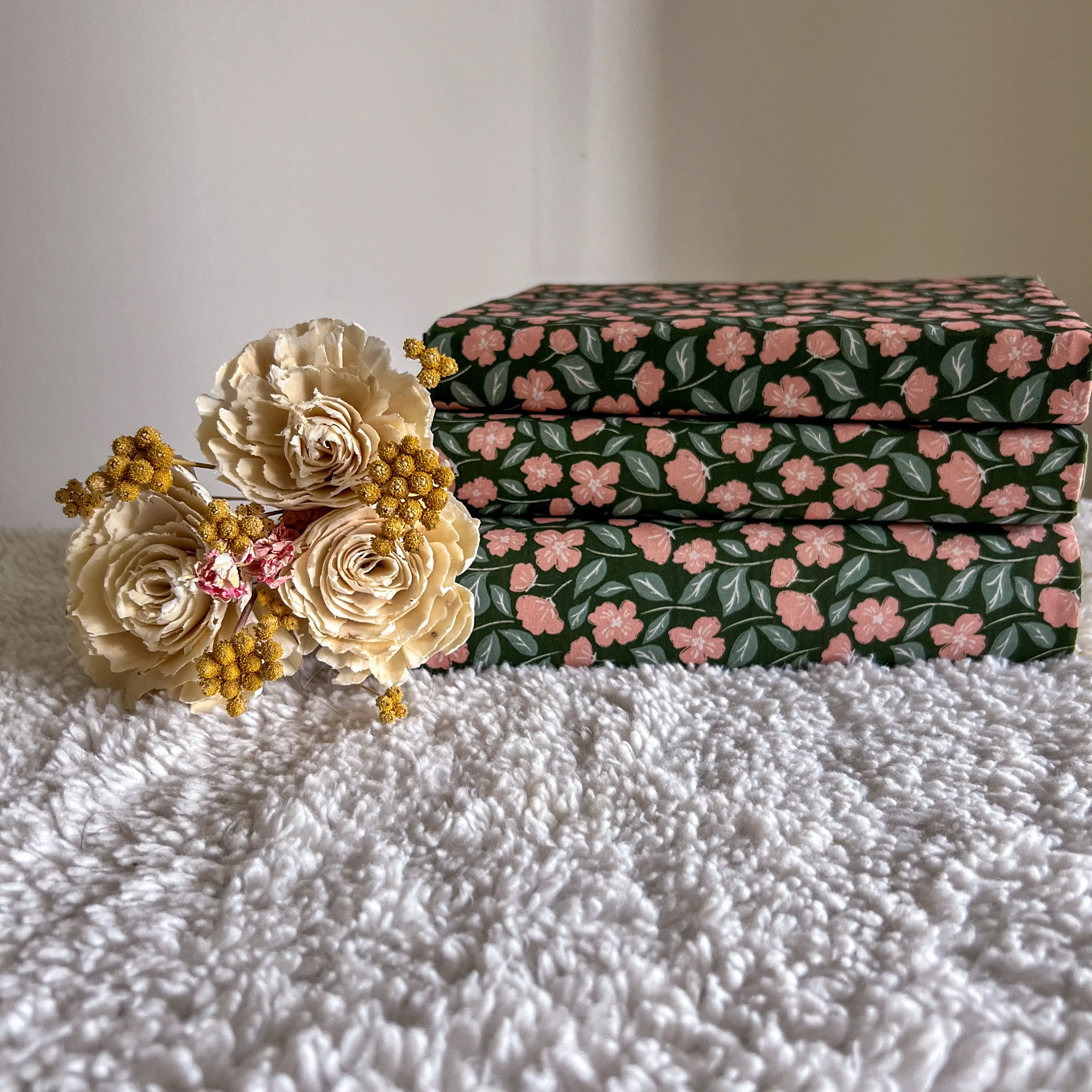 Handmade Fabric Book Cover - Soft Blossom