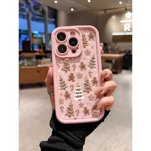 Pink Christmas winter pink Christmas-themed pattern phone case, featuring full-edge protective shockproof design, compatible with iPhone 17/16/15/14/13/12/11/X/XS/XSMAX/16E/12/13 MINI series, is a holiday gift for friends, family, and yourself., Cover, Ac