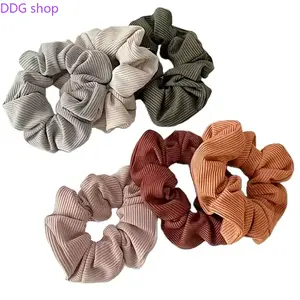 6-Piece Microfiber Knitted Scrunchies Set, Unisex PVC Elastic Tie Band, Korean-Japanese Fashion Watermelon Hair Accessories for Women, Microfiber Hair Wrap, Colorful Hair Ties