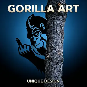 Sassy Gorilla Metal Wall Sign | Funny Middle Finger Ape Silhouette, Rustproof Black Metal Decor for Yard, Tree, Man Cave & Gym, The Ultimate Father’s Day Gift for Him