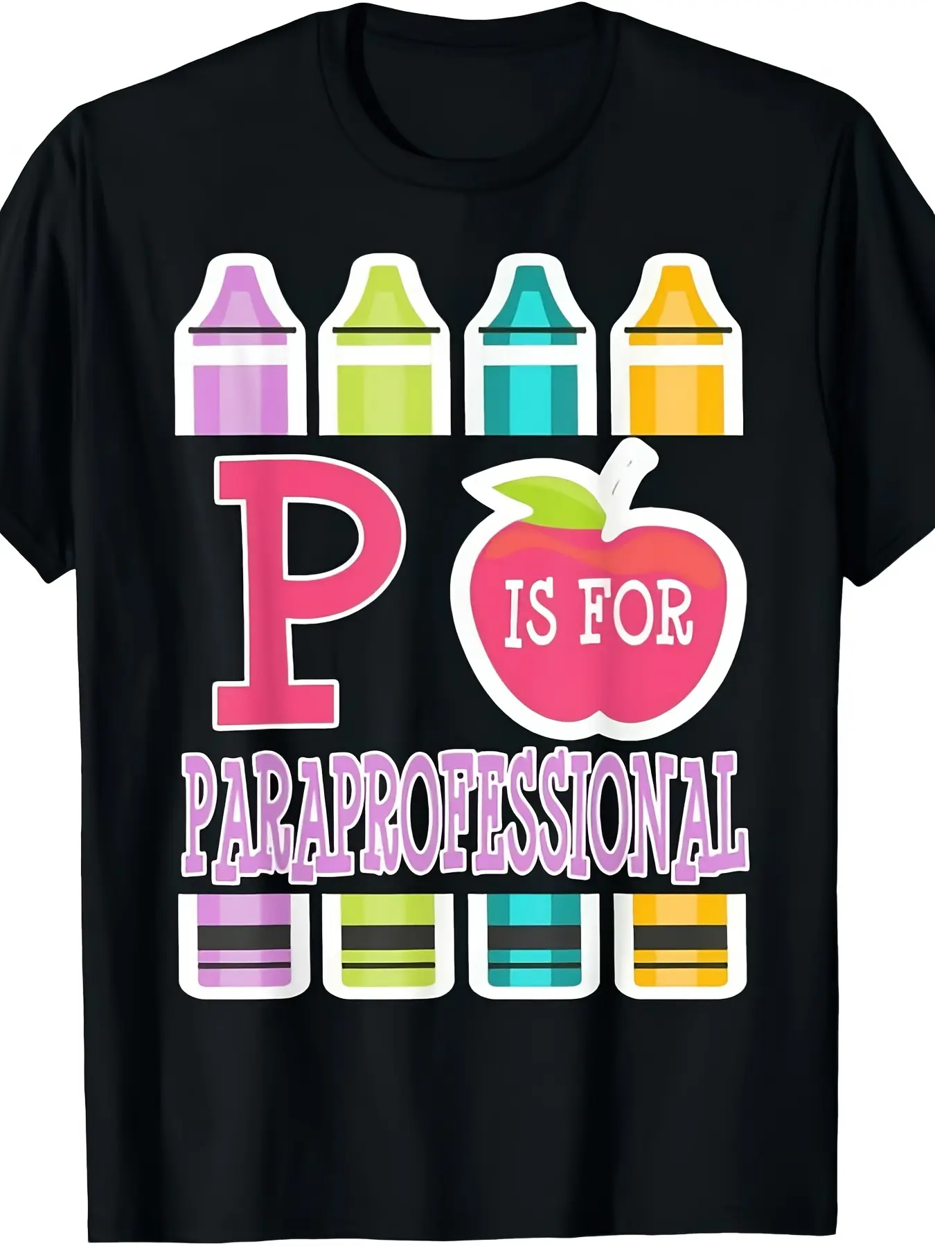 Men's  Women's P is for Paraprofessional Paraeduca unisex soft cotton short sleeve t shirt, vintage graphic casual tee for men women teens, perfect birthday holiday gift for camping travel gym daily street  wear