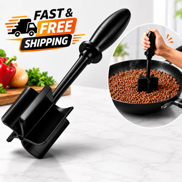 Manual Ground Beef Masher & Meat Chopper, Durable Heat-Resistant Non-Stick Kitchenware Cooking Tool for Scratch-Safe Use, Effortless Meal Prep (Beef, Turkey, Chicken)