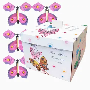 DIY Flying Butterfly Gift Box with 4 Butterflies, Surprise Birthday Gift Box, Party Decoration, Graduation Gift, Holiday Gift Packaging,Mother's Day Special Box Romantic Gift Box