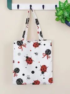 Seven-Spot Ladybug Pattern Handbag, Large Capacity Shoulder Bag, Casual Daily Use, Unisex, All Seasons, Random Print