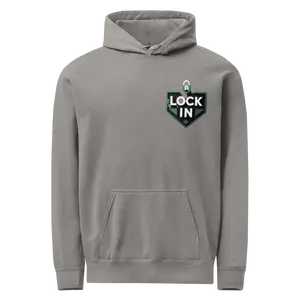 THE FOUNDATION: LOCK IN - Hoodie Cotton Sweatshirts 80% Ring Spun Cotton 20% Polyester Relaxed Fit Front Pouch Pocket Menswear - Fabric