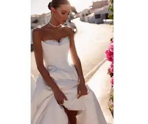 Maria Annette Strapless Ball Gown Wedding Dress 5722 - Elegance in Simplicity for Your Special Day, Timeless Strapless Design, Graceful Silhouette, Versatile & Stylish, Perfect for Weddings Sleeveless Bridal Womenswear Elegant Satin ( Non Returnable)