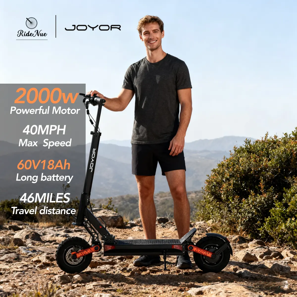 JOYOR S10-S-Z Electric Scooter for Adults, 2000W Dual Motor 48V 18Ah Long Range 46MIles, Max Speed 40MPH, Hydraulic Brakes, Dual Suspension, Foldable Off-Road E-Scooter,UL 2272 certified