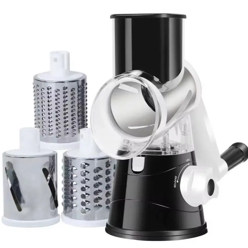 Vegetables Chopper with 3 Interchangeable Blades for Efficient Cutting Grating Tasks Red White Portable Design Compact Practical Veggie Cutter Dicer Grater