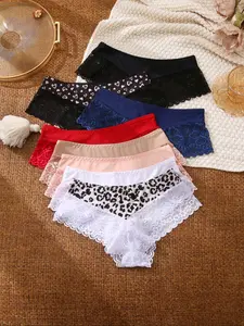 Women's Underwear Set, Sexy Leopard Print Lace Design, Breathable Soft Fabric, Perfect for Daily Wear & Casual, Fitted