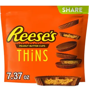 REESE'S THiNS Milk Chocolate Peanut Butter Cups, Candy Share Packs, 7.37 oz (8 Count)
