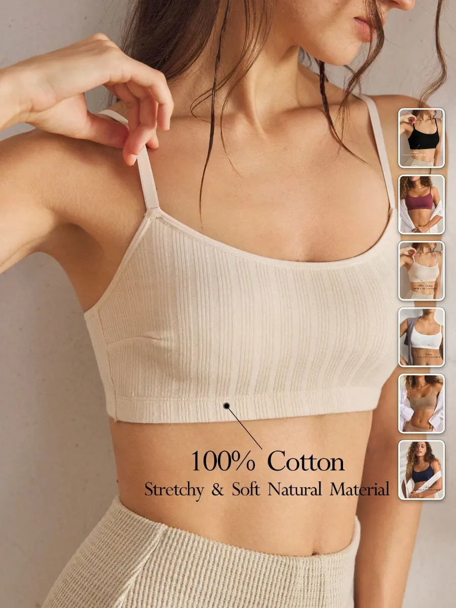 Rib Knit Bralette Comfortable Cotton Stretchy Lounge Everyday