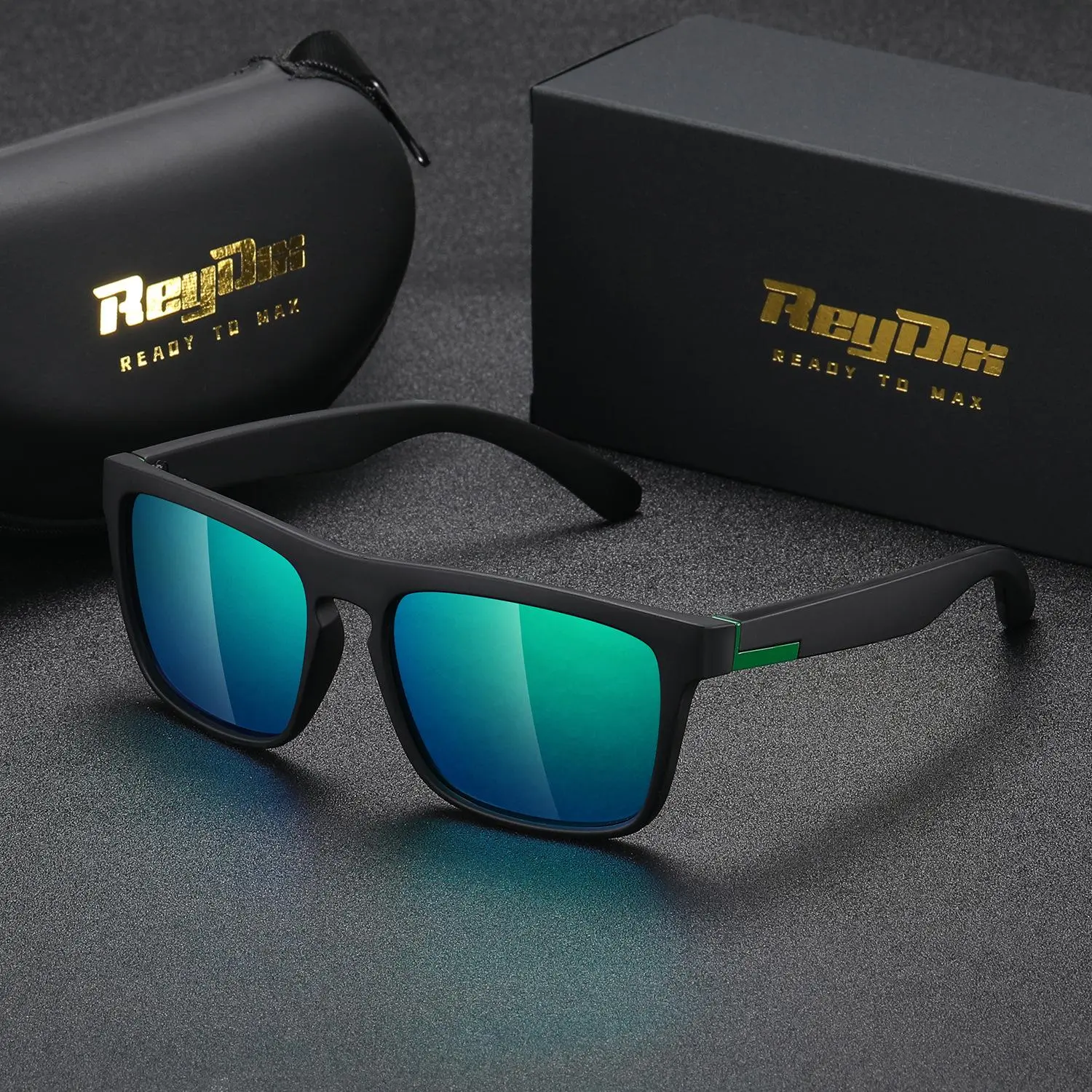 ReyDix unisex same polarized square colorful film sports outdoor driving sunglasses UV400