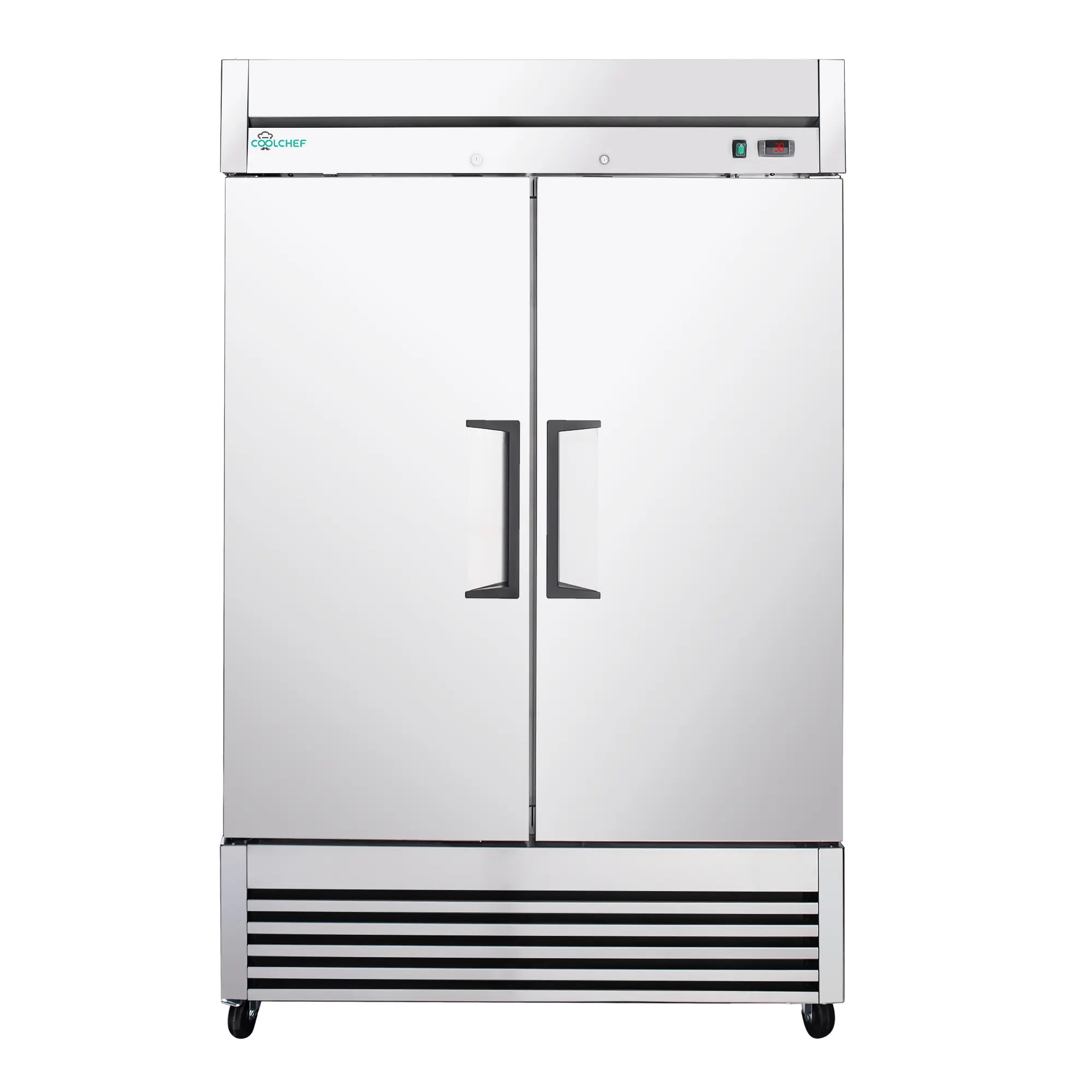 54-Inch Commercial Reach-In Refrigerator, 44.5 Cu.Ft, 2-Door, Stainless Steel, 32-37°F, Air Cooling, LED Light, 6 Shelves, ETL Listed