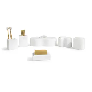 White natural marble bathroom accessories set, natural stone, genuine marble, real marble    RR