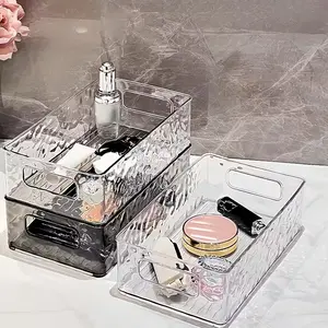 Elegant Transparent Storage Basket, Space-Saving Design for Bedroom & Dormitory, Ideal for Snacks Cosmetics Accessories Organization, Bathroom Organizer