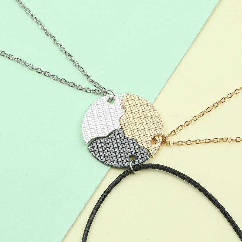 Interlock Soul Necklace Set for BFF and Family - Sun Moon Star Pendants Connect to Circle - 3 Piece necklace，Best friend necklace，Family necklace