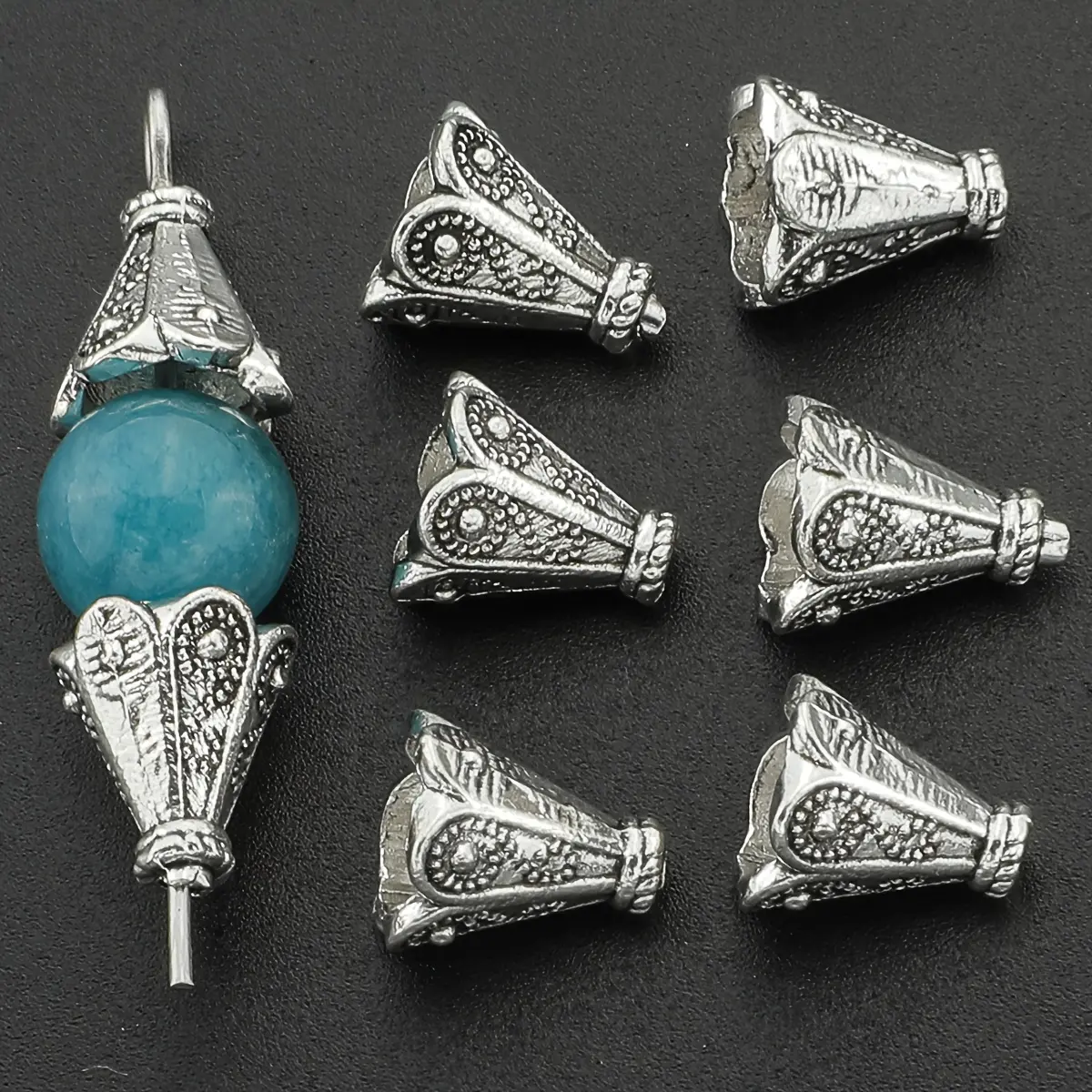 10pcs retro alloy petal-shaped spacer beads - petal-shaped hats for DIY jewelry making, tassel necklaces and earring connectors, anklets, craft items, bellflower hole beads, bottom supports, earring and toe caps