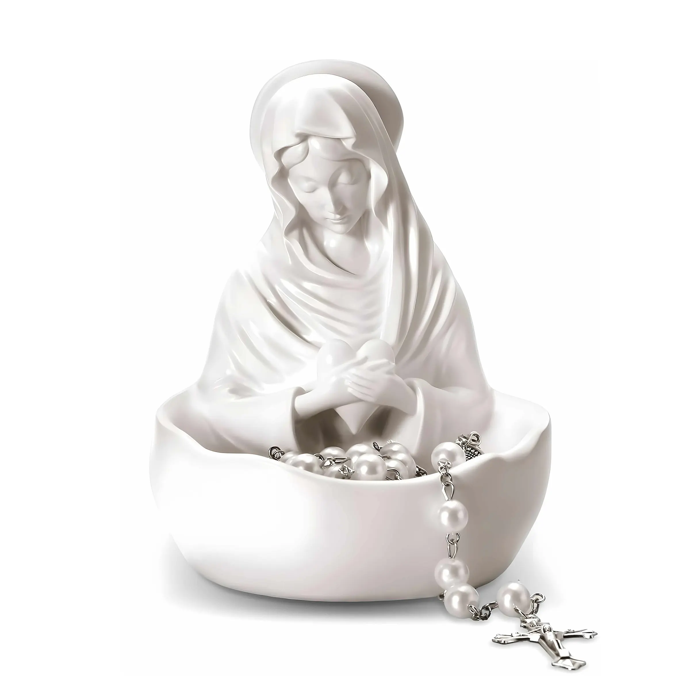 1pc Line Shadow Graceful Virgin Mary Statue, 5-Inch Resin Religious Ornament, Catholic Women's Gift, Home Decor, Rosary Holder, Religious Decorations