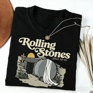 Comfort Colors Rolling Stones T-Shirt, Trendy Easter Clothing, Cotton Crewneck Unisex Pull Over T-Shirt Apparel