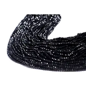 Genuine Black Spinel 3mm micro faceted Gemstone Beads, DIY Jewelry Making Necklace, Bracelet 14" Strand, Single or Bulk