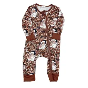 Baby Camo Hidden Santa Bamboo Romper Zip Romper Christmas Romper