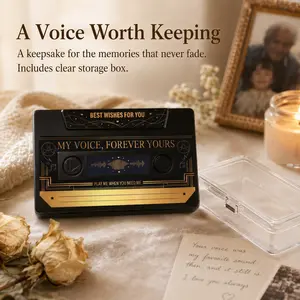 "My Voice Forever" Recordable Cassette| Heartfelt Audio Message Gift for Grandparents| Clear Storage Case Included Fun Vintage Birthday Gift for Friends| Customizable Audio Gift Box for Any Occasion