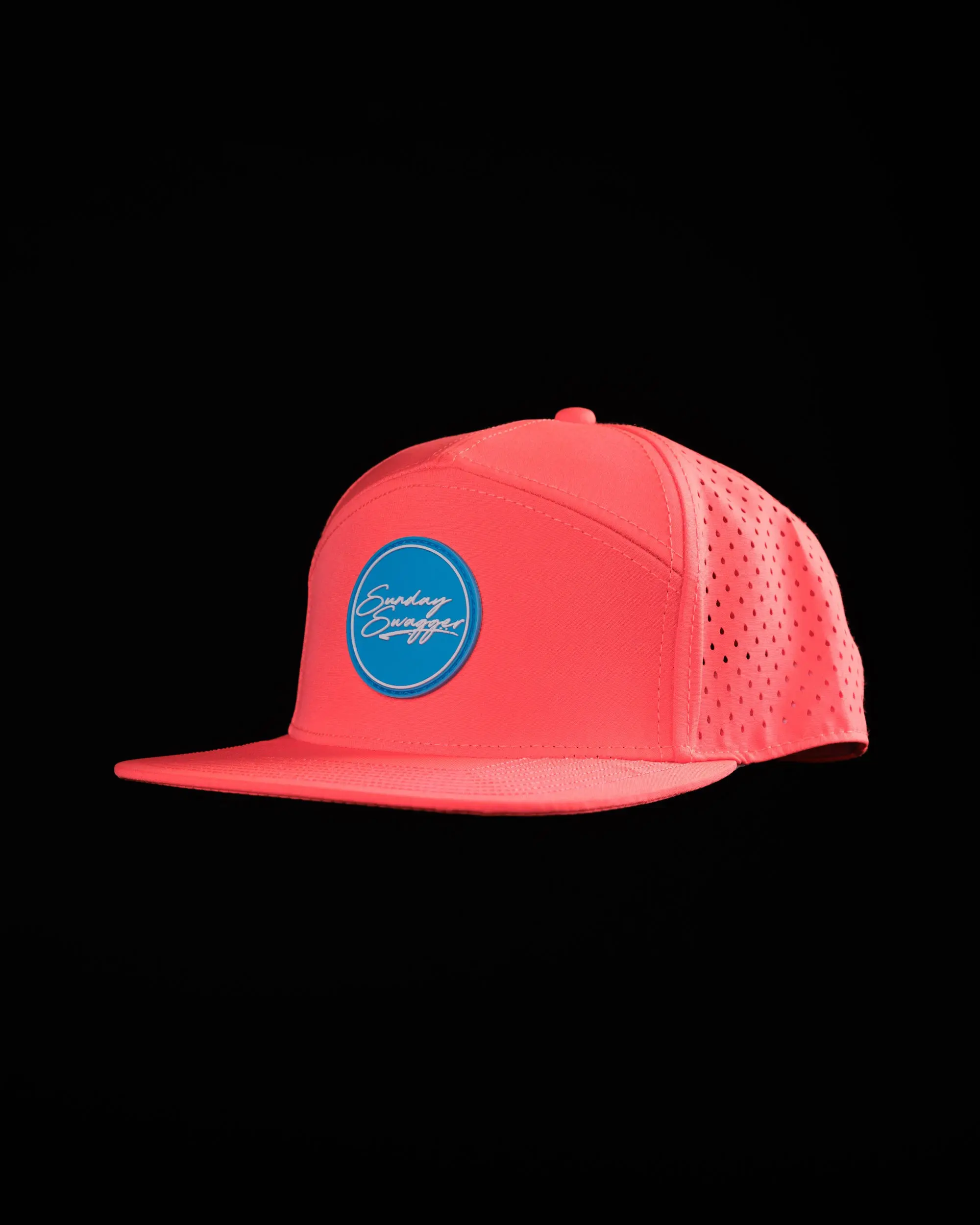 Sunday Swagger Coral Flat Bill Baseball Cap - Adjustable Casual Hat with Snap Closure, One Size Fits Most