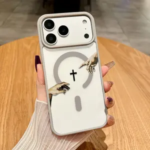 Jesus Cross Pattern Magnetic Phone Case Built-In Magnetic Ring Blending Comfortable Hand Feel With Convenient Wireless Charging For iPhone 17 16 15 14 13 12 11 X XS Pro Max Plus Air Samsung Galaxy S25 S24 S23 S22 Ultra-Thin Anti-Drop