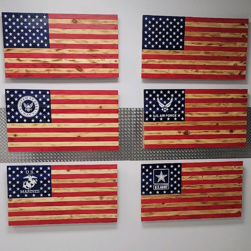 Rustic Wooden Flags - Handcrafted Patriotic Decor for Home & Office - Perfect for Veterans Day & National Celebrations